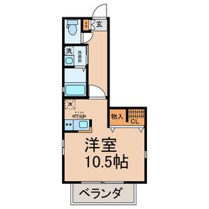 カーサ田代II(ワンルーム/1階)の間取り写真