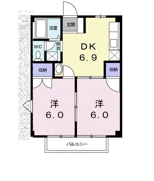 エイトハウスI(2DK/1階)の間取り写真