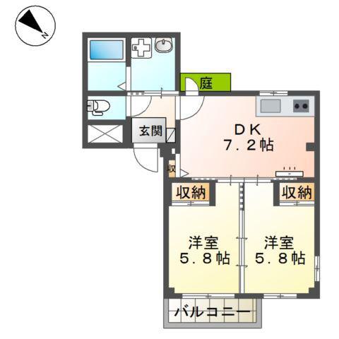 三谷川ビル(2DK/2階)の間取り写真