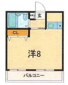 アオバ芦屋ハイツ(ワンルーム/4階)の間取り写真