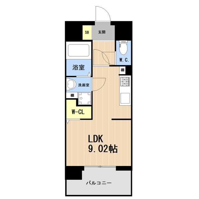 LIBTH博多駅南V(ワンルーム/2階)の間取り写真
