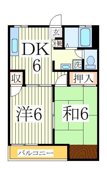 サンハイツ北柏 A棟(2DK/2階)の間取り写真