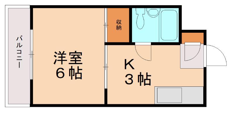 ヴィレッタ室見(1K/3階)の間取り写真