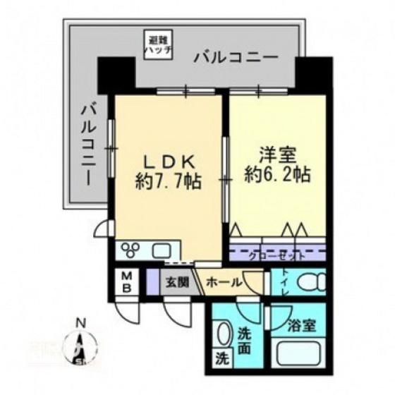 ハアラン高柳(1LDK/6階)の間取り写真