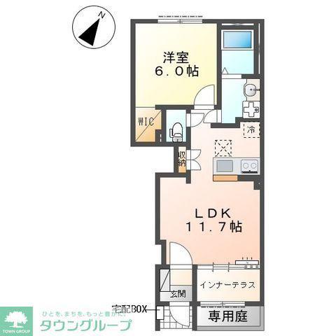 東松山市山崎町 アパートV期工事(1LDK/1階)の間取り写真