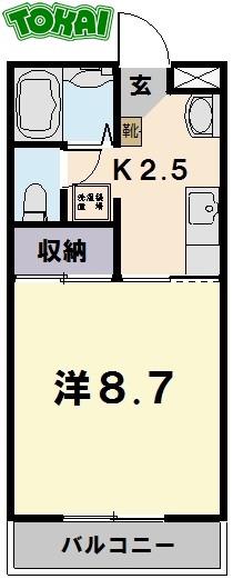 ロイヤルハートピア郷津 B棟(1K/2階)の間取り写真