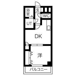 ワイズタワー徳川(1DK/5階)の間取り写真