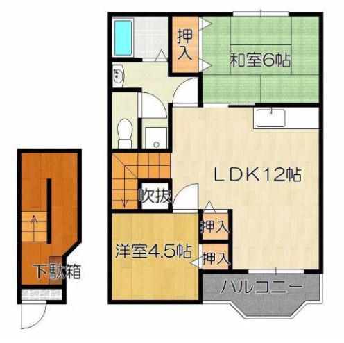 クレストール福井(2LDK/2階)の間取り写真