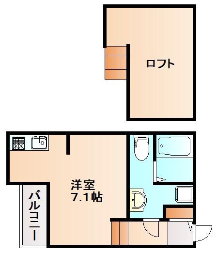 アートビレッジⅡ(ワンルーム/2階)の間取り写真