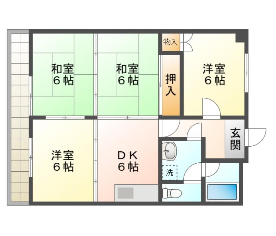 ヴァンヴェールパレ(4DK/6階)の間取り写真