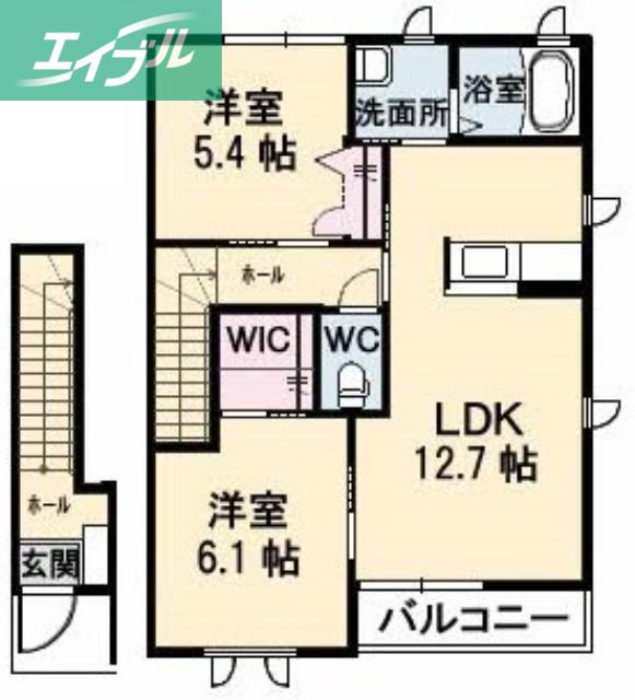 SHION II A(2LDK/2階)の間取り写真