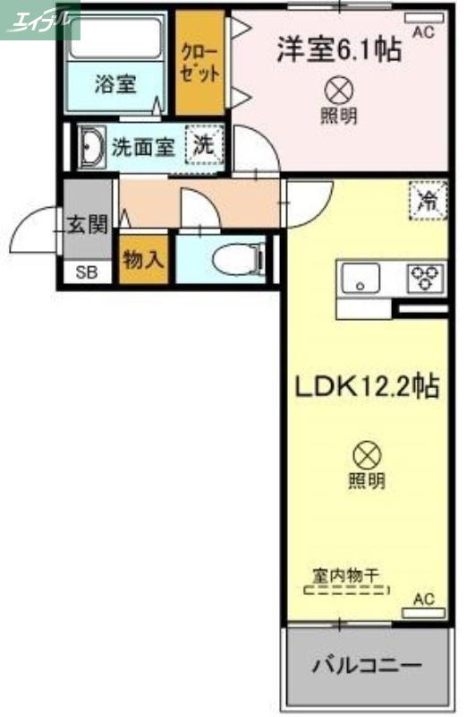 メセタ B棟(1LDK/2階)の間取り写真