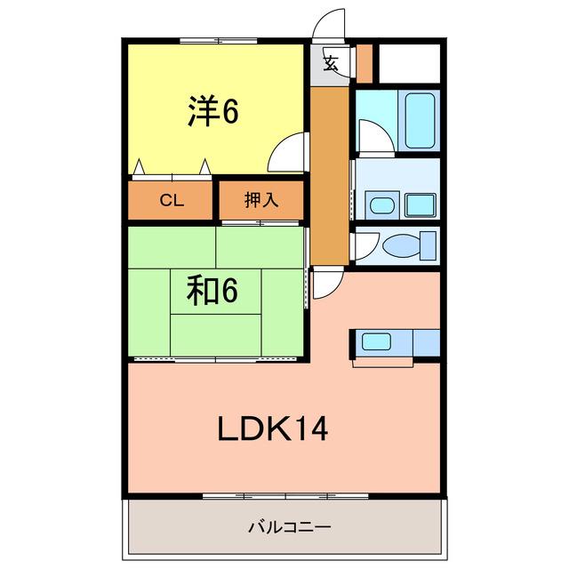 ステーシア雅II(2LDK/3階)の間取り写真