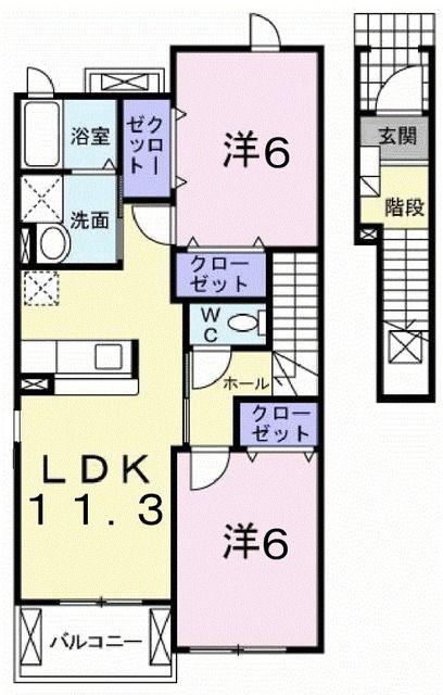 エスペランサ(2LDK/2階)の間取り写真