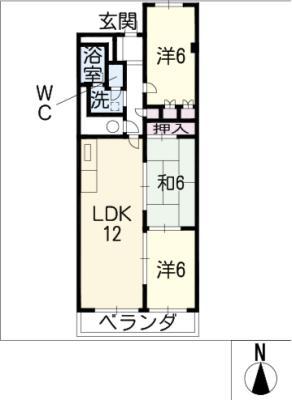 矢田川パークハウスA棟(3LDK/2階)の間取り写真