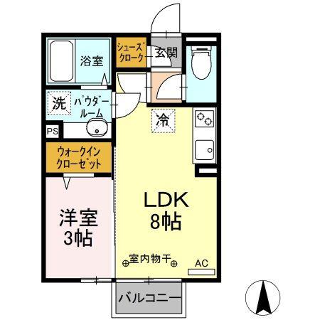 トレス・カーサ(1LDK/2階)の間取り写真