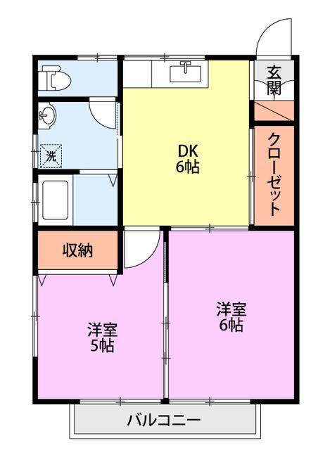 ハイツアイビスII(2DK/2階)の間取り写真