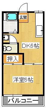 ヒルトップ豊栄(1DK/2階)の間取り写真