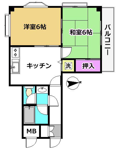 恭和コーポ平井(2DK/3階)の間取り写真