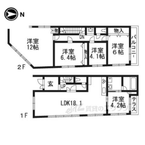 WINDS御蔭ビル(5LDK/2階)の間取り写真