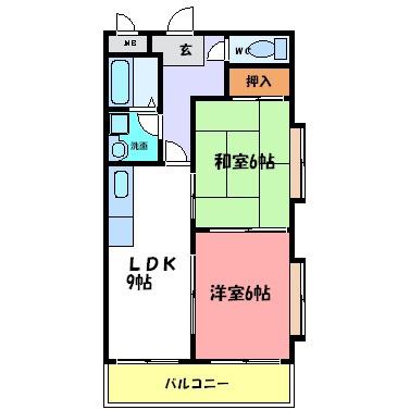 西明石ガーデンハイツ(2LDK/2階)の間取り写真