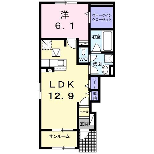 YSR-ブルーメ(1LDK/1階)の間取り写真