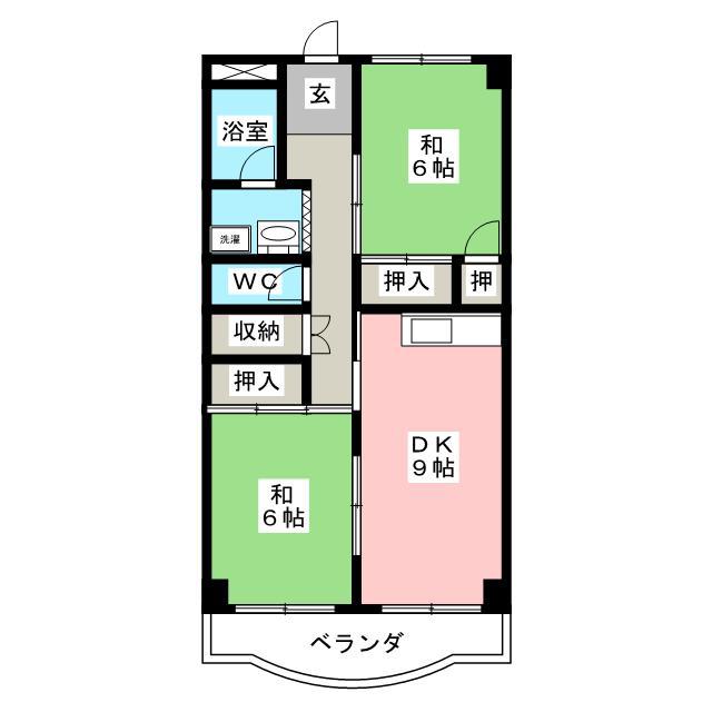 第一島内ビル(2DK/3階)の間取り写真