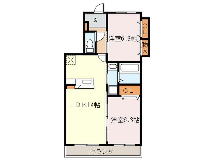 TRINITY(2LDK/3階)の間取り写真