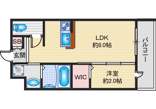 リアコート千里丘2ノース(1LDK/2階)の間取り写真