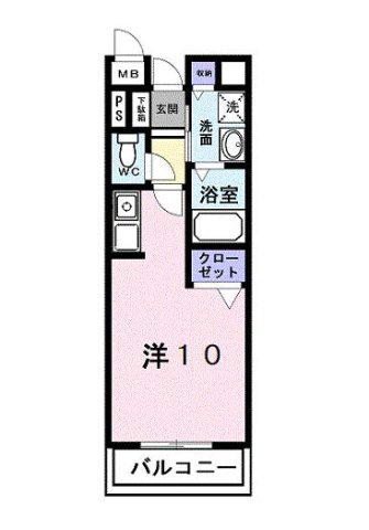 トゥールモンド(ワンルーム/1階)の間取り写真