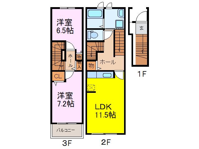 セレスティーノ(2LDK/2階)の間取り写真