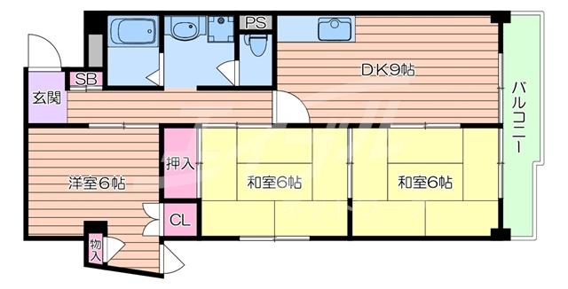 サンライズ・カーサ(3LDK/4階)の間取り写真