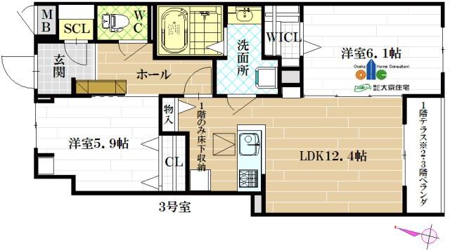 シャーメゾン南久宝寺II番館(2LDK/3階)の間取り写真
