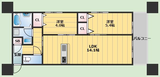 D-RESIDENCE宇保町(2LDK/1階)の間取り写真