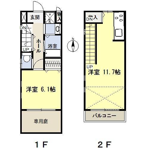 プリヴェール中山(1LDK/2階)の間取り写真