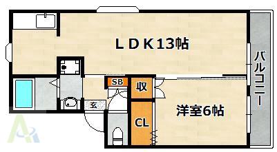 パークハイツ(1LDK/1階)の間取り写真