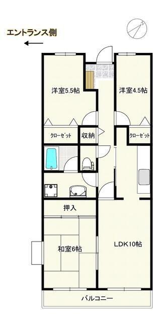 富士見台ハイツ(3LDK/1階)の間取り写真
