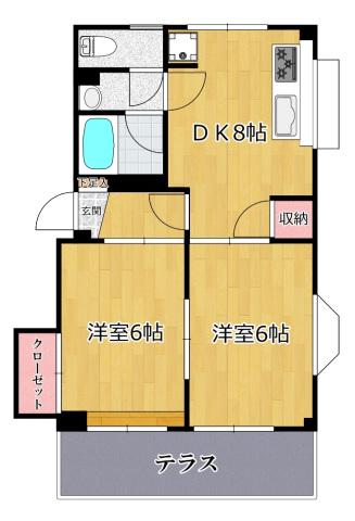 宮崎台ハイツ(2DK/1階)の間取り写真