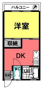 シェルコーポ(1DK/1階)の間取り写真