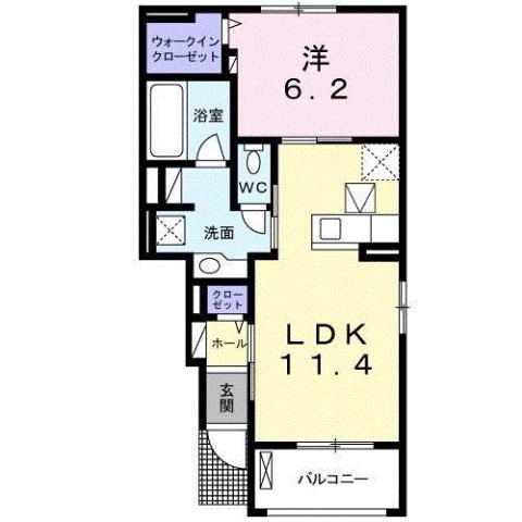 グラース II(1LDK/1階)の間取り写真