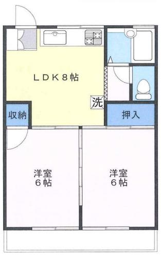 コーポM(2LDK/3階)の間取り写真