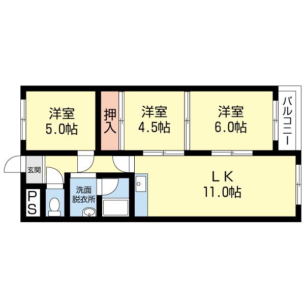 ノビリエ・マンション(3LDK/3階)の間取り写真