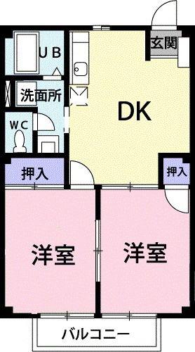 サンライズM(2DK/2階)の間取り写真