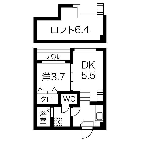 フエルサ(2K/2階)の間取り写真