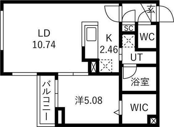 カレラ水車町(1LDK/2階)の間取り写真