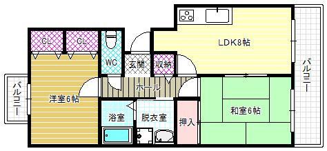 ピジョットハウス(2LDK/2階)の間取り写真