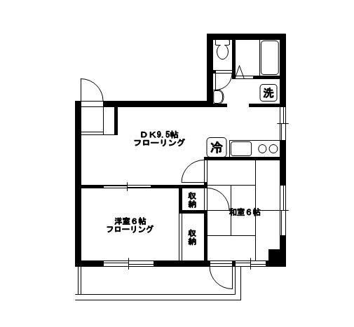 向原パークハイツ(2DK/3階)の間取り写真