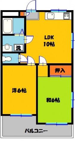 レジデンス陽南(2LDK/3階)の間取り写真