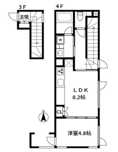 BILLY HOUSE(1LDK/3階)の間取り写真