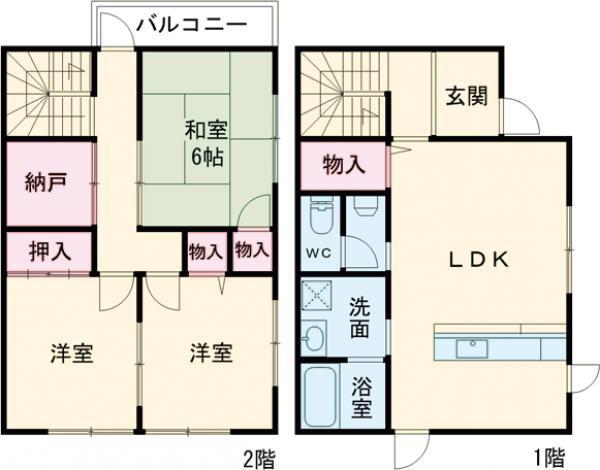 桜ヶ丘メゾネットA棟(3SLDK/1階)の間取り写真